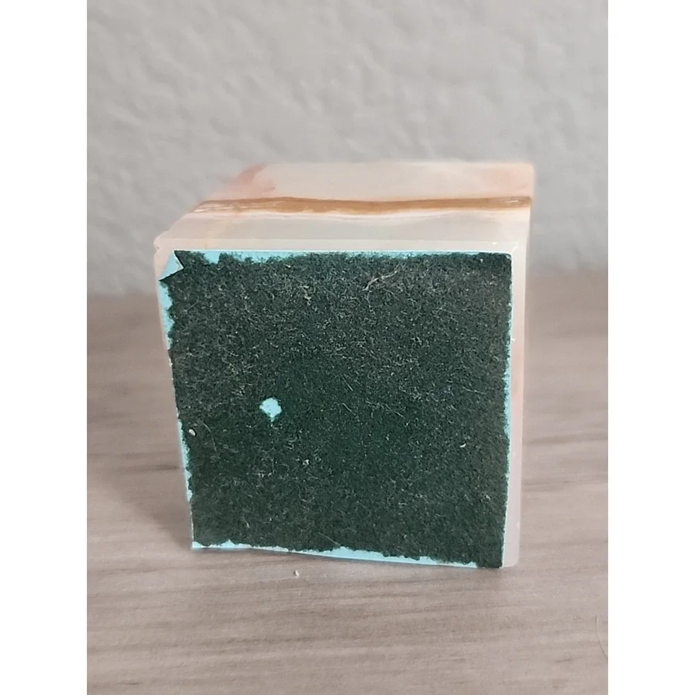 Vintage Polished Banded Onyx Cube Sculpture‎ Paperweight Desk Decor 2.75 In